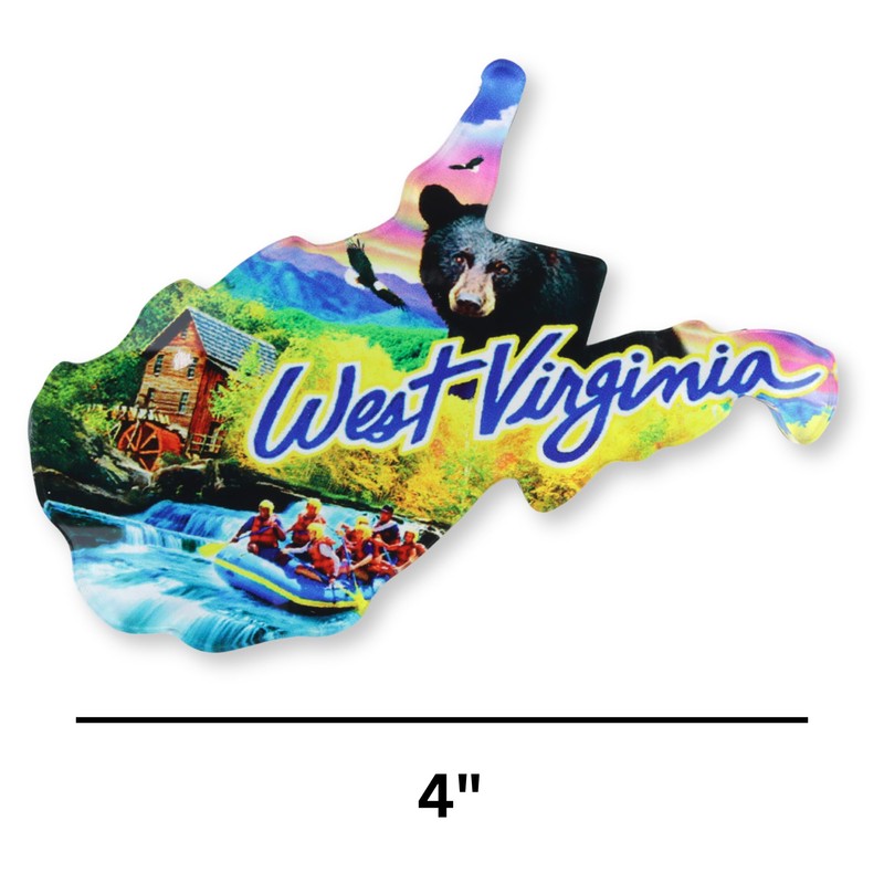 West Virginia Wilderness Acrylic Fridge Magnet, State Souvenir, 4x3 Inches