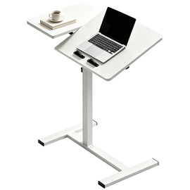 Saifu Adjustable Overbed Table, 23.6"x15.8", Height 25"-38.6", White
