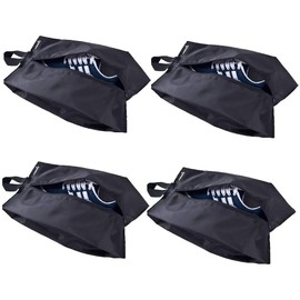 MISSLO Portable Nylon Travel Shoe Bags with Zipper Closure (Pack 4, Black)