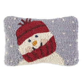 Chandler 4 Corners Artist-Designed Sweet Little Snowman Hand-Hooked Wool Decorative Throw Pillow - Christmas Pillow for Couches & Beds - Low Maintenance Winter Frosty Holiday Home Décor