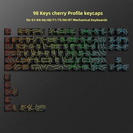 dagaladoo Black Topographic keycaps Line Backlit keycaps Shine Through Keyboard Keys Side Printed Key caps Cherry Profile keycap Set for 61/64/66/68/71/75/84/87 Mechanical Keyboards