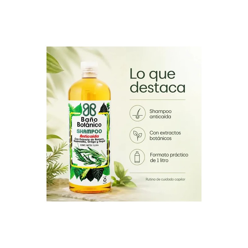 Shampoo Baño Botanico Extracto De Romero (anticaida) 1 Lt