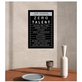 Inspirational Framed Canvas Wall Art Motivational Positive Entrepreneur Quotes Ten Things That Require Zero Talent Modern Home Office Decoration Artwork Paintings Stretch Ready to Hang[12" W X 18" H]