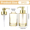 2 Pack Glass Soap Dispenser with Plastic Pump, 12oz Thick