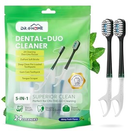 Cepillo de dientes desechable para viajes, juego de cuidado oral, cepillo mini prepasteado 5 en 1 (pasta de menta + cerdas suaves + hilo dental + pali