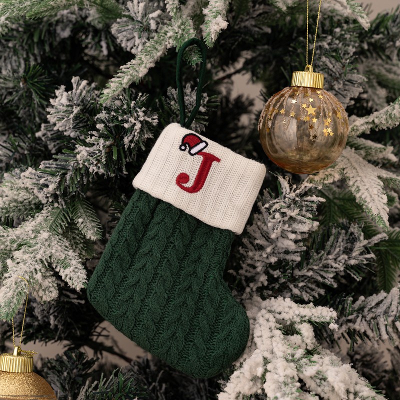 Christmas Stocking – Green A-Z Letter Hanging Christmas Stockings, Christmas