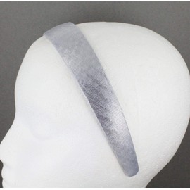 Silver Headband Soft Shiny Fabric Hair Band Accessory 1 1/8" Wide Shimmery Girls Headbands For Women