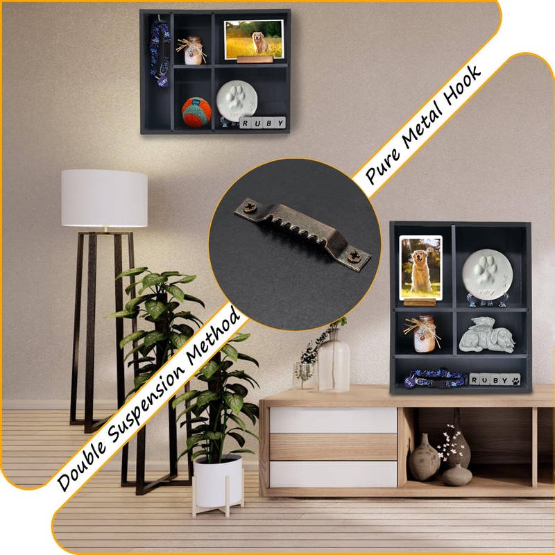 Sofunii Pet Memorial Shadow Box with Shelves for Dogs or