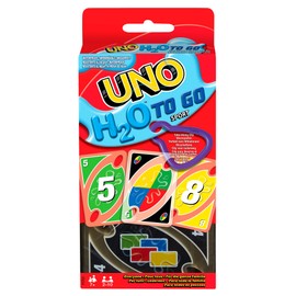 Mattel Games Mattel Games UNO H2O To Go, Uno Kartenspiel für die Familie, Uno wasserfest und zum Anhängen mit Karabinerhaken, Perfekt als Strand Spielzeug oder Reisespiel, für 2-10 Spieler, ab 7 Jahren, P1703