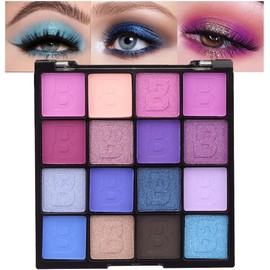 evpct 16 Colores Brillo Brillo Mate Claro Azul Marino Morado Rosa Sombra de Ojos Paleta de Maquillaje Paleta Impermeable Altamente Pigmentado Ahumado 