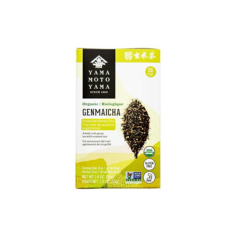 Yamamotoyama Organic Genmaicha Tea Bag, Green Tea with Roasted Rice,