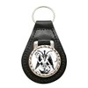 Giftshop UK Baphomet Satanic Leather Keyring, Black leather and silver