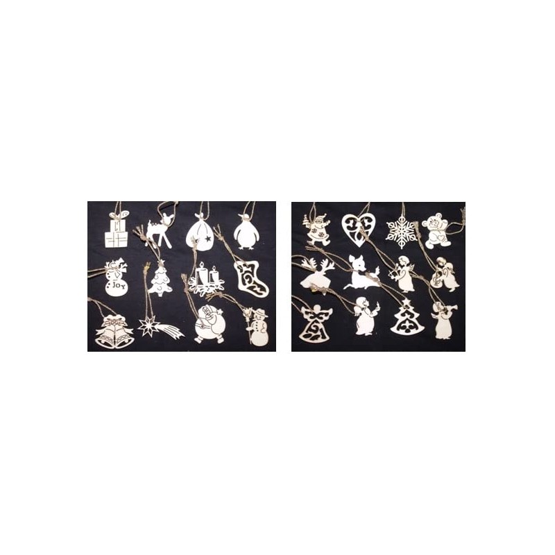 Advent Calendar with 24 Real Wood Figures, Tree Hangers, Christmas