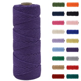 MORAINJAY 3mm Macrame Cord,100m Natural Cotton Macrame Rope,Dark Purple Macrame Cotton Cord Twine Rope Craft String Without Chemicals for DIY Crafts,Macrame Art,Gift Wrapping,Christmas Wedding Decor