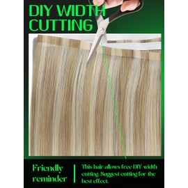 Anrosa 16 Inch Long invisible tape in hair extensions for Women Light Brown with Platinum Blonde Invisible Silky Wide Tape in Extensions Human Hair 50G