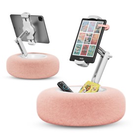SupeDesk Tablet Pillow Stand for Reading, Adjustable Tablet Stand Phone Holder for Bed with Detachable Snack Bowl, Fits 4.7"-13" Kindle/Phones/Tablets, Watch Videos, Stream Media, Pink