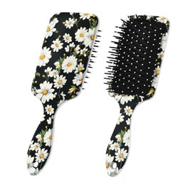 GABraden Paddle Detangler Hair Brush,Soft Bristles for Effortless Tangle Removal,Minimal Frizz and Breakage,Cute Detangling Hairbrush for Women Men Boys Girls Wet Dry All Hair Types(White Daisy)