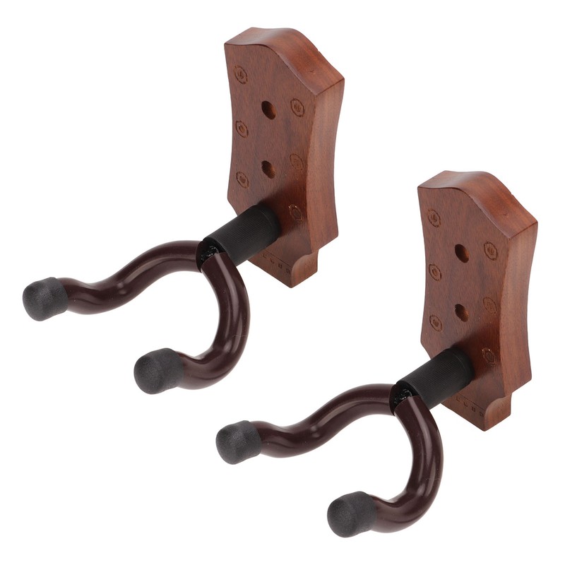 2pcs Guitar Wall Hanger Elegant Black Walnut Guitar Wall Mount
