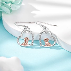 DAYLINLOVE Beagle Earrings 925 Sterling Silver Beagle Earrings Heart Dog Jewellery Gifts for Women Mother Wife Beagles Lovers, Sterling Silver, No Gemstone