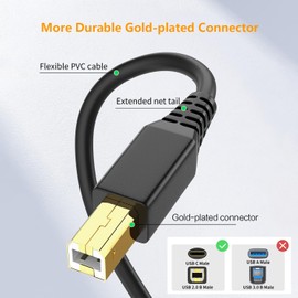 ULIFTUS USB-B to USB-C Printer Cable 3FT, Gold-Plated USB Type C to Type B Cord for MacBook Pro/Air HP, USB C MIDI Cable for Yamaha Piano DJ Controller Keyboard, 1m Printer Cord to USBC