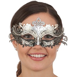 Jacobson Hat Company Mardi Gras Venetian Masquerade Filigree Metal Eye Mask Rhinestone Accessory