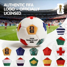 MESUCA Edici'n Oficial Copa Mundial FlFA 2026, Coiin de Peluche 11.8 Pulgadas, Llavero Balón Futbol Mini 4.72 Pulgadas, Mercancia Mundial para Aficion