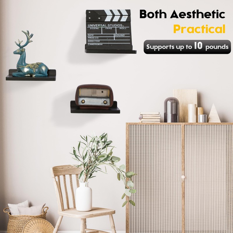 NIUBEST Small Floating Shelf,5 x 8.5 Inch,Set of 3 Small