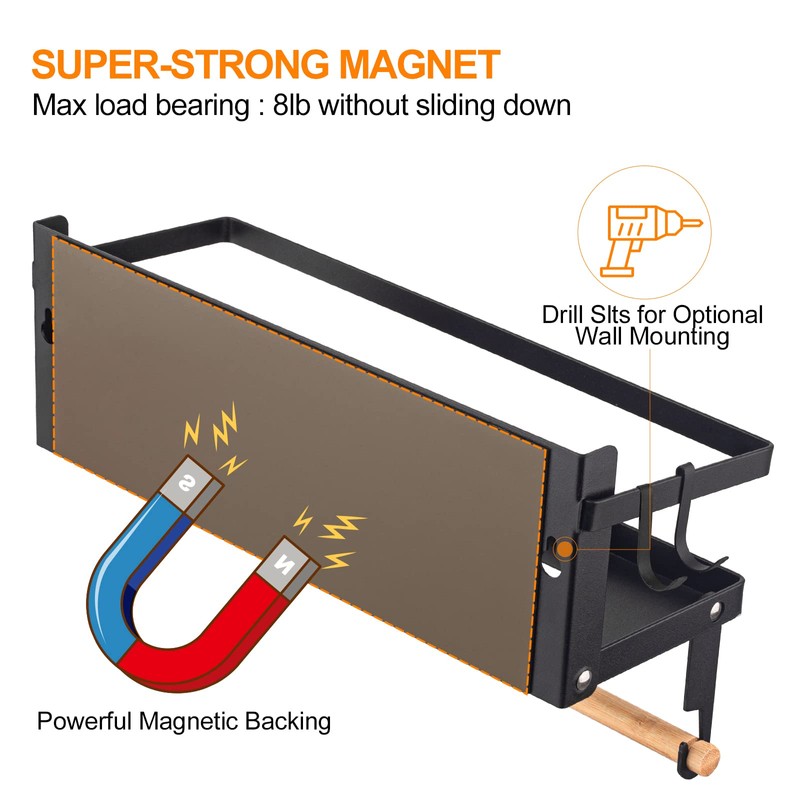 ARVINKEY Spice Rack Magnetic Shelf, Foldable Refrigerator Magnetic Spice Holder,