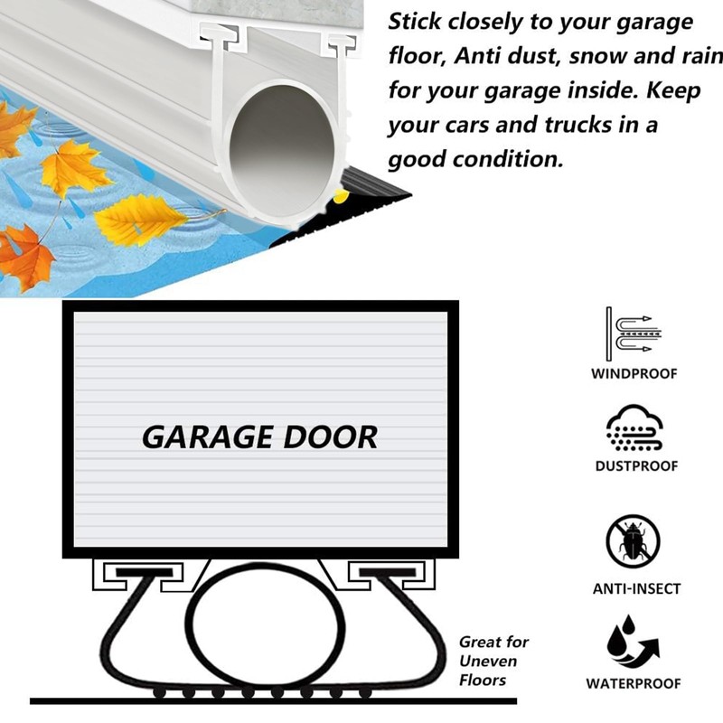 Garage Door Seals Bottom Rubber with Pre-drilled Aluminum Track Retainer