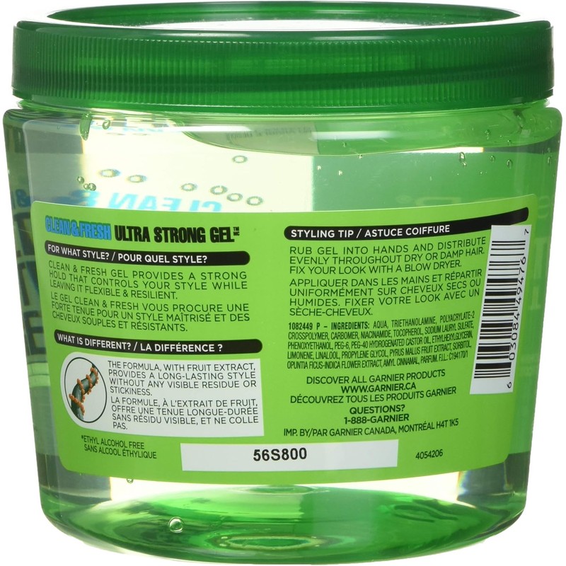 Garnier Fructis Style Ultra Strong Hold Gel, Clean and Fresh,