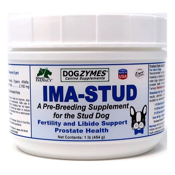 Dogzymes Ima Stud Daily Supplement Added to Food to Enhance The libido, Performance, Sperm Cell Development and Vitality of The Stud Dog (1 Pound)