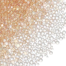 PATIKIL 1-3mm Mini Glass Bubble Beads 200g Tiny Iridescent Beads No Hole Water Droplet Balls for DIY Crafting Nail Art Resin Filler, Champagne