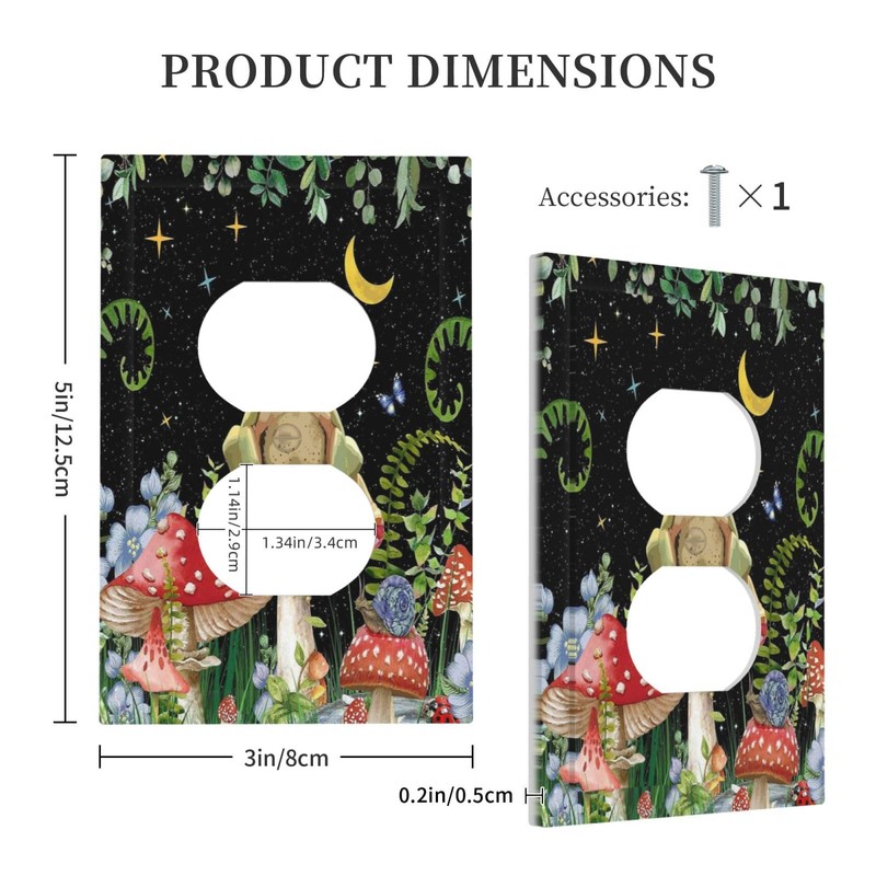 Mushroom Boho Moon Stars Aesthetic Floral Funny Frog Duplex Outlet
