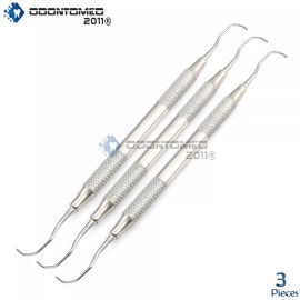 ODM 3 Pieces Gracey Curettes 13/14 Dental Periodontal Double Ended Hollow Handle