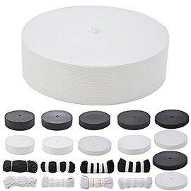 Roban Fashion 25 metres, white, black rubber band, width 5, 10, 12, 15, 20, 25, 30, 35, 40, 45, 50 mm.