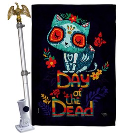 Breeze Decor Skull Cat House Flag Eagle Set Fall Day of Dead Dia De Los Muertos Fiesta Mexican Party Autumntime Decoration Banner Small Garden Yard Gift Double-Sided, Made in USA