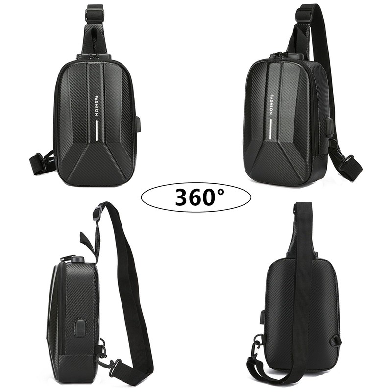 O-TBOST EVA Hard Shell Crossbody Sling Backpack for Men Anti-Theft