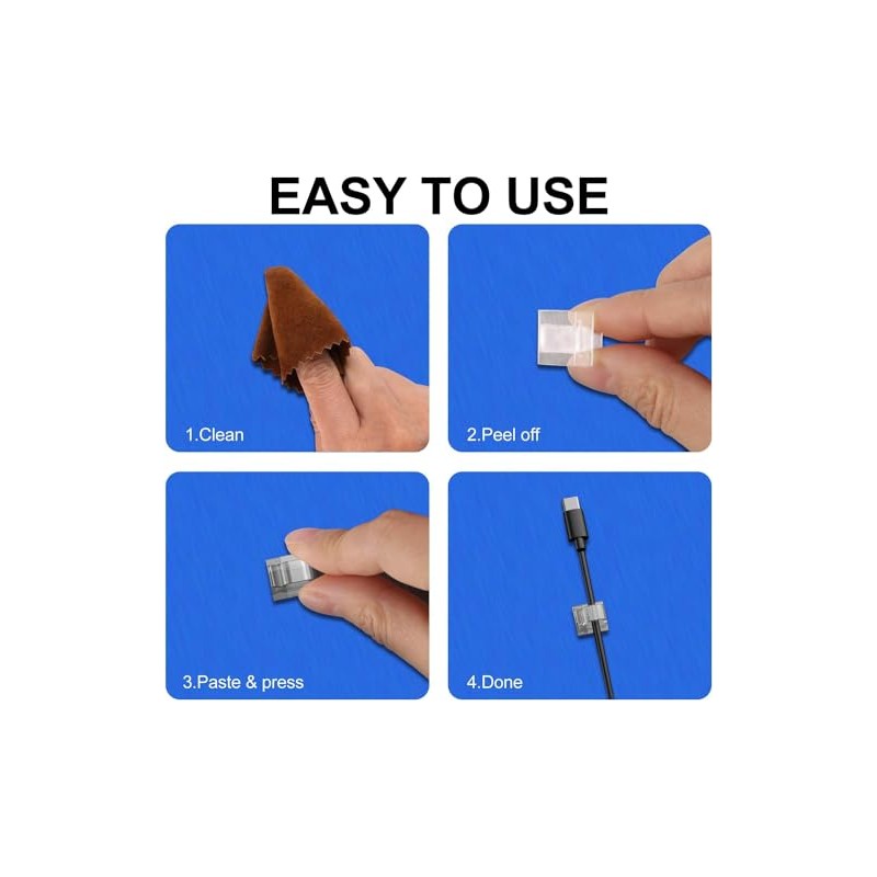 50 Piezas Clips Organizador de Cables Autoadhesivo, Transparente