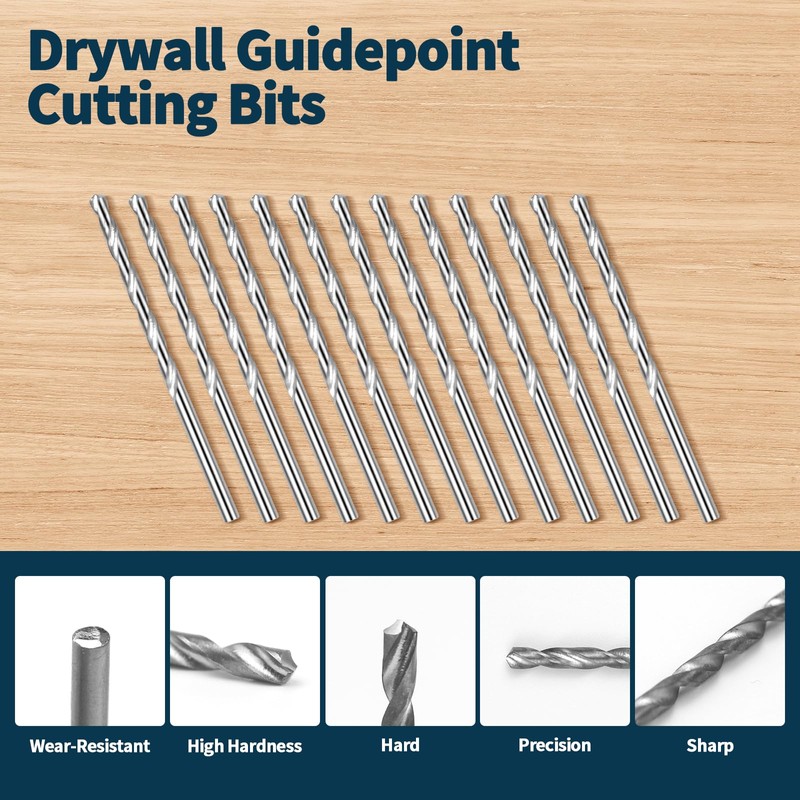 50 PCS 1/8 Inch Drywall Bit, Spiral Saw Tip Cutting