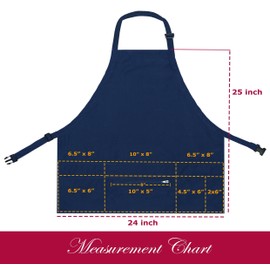 TEXVIDA Aprons for Women Men with 7 Pockets – Zipper Pocket - Buckle Closure - Server, Waitress, Hair Stylist, Short Apron (Navy)