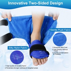 Relief Expert Ankle Ice Pack Wrap 2 Packs – Reusable Cold Gel Pack for Foot and Heel, Dual-Sided Design with Soft Plush Lining, Flexible Cold Compress for Achilles and Ankle Support, Royal Blue
