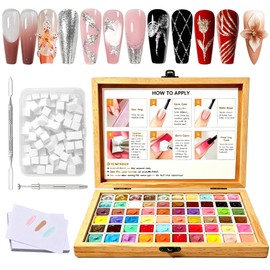 Patting Gel Polish Palette 60 Colors, Sponge Paint Ombre Nail Gradient Set, Blush Aura Pat Pat Gel Kit with 100PCS Sponges, Long-lasting Soak Off UV LED Painting Kit for DIY Home Salon