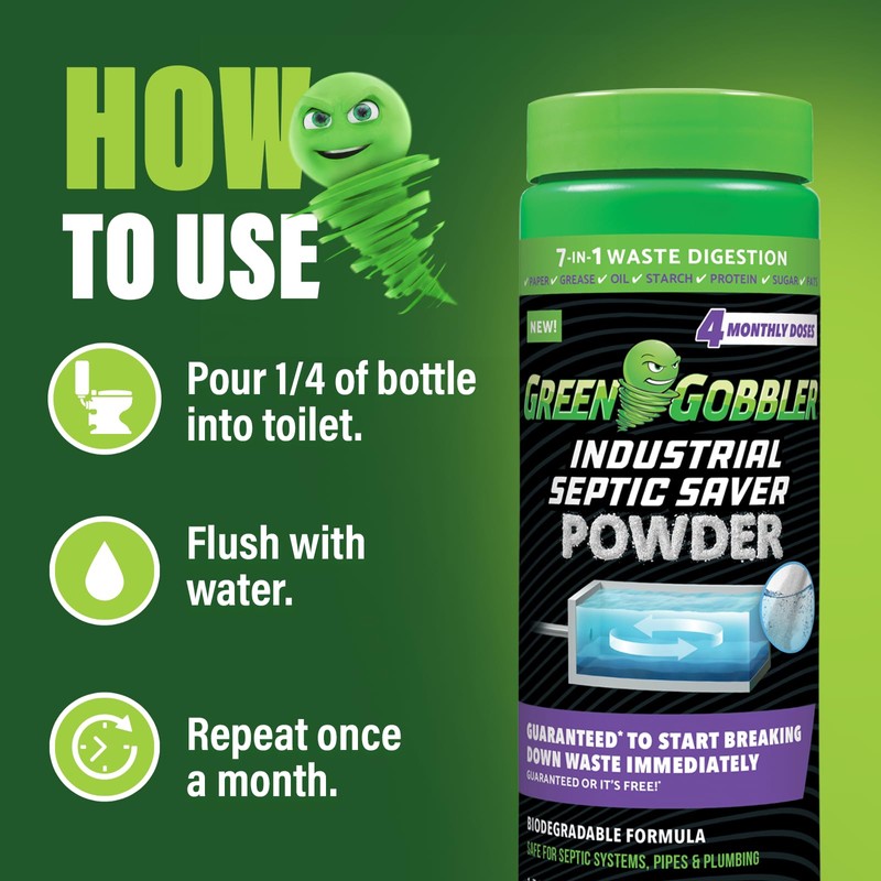 Green Gobbler Septic Tank Treatment Powder | 7 -in- 1