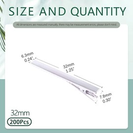 Keadic 200 Pcs 3.2 cm Silver Alligator Hair Clip, Metal Hair Bow, Flat Top Single Prong Hairpins, Professional Sectioning Clips Hair pins for Styling, Haircut, Hairdressing, and DIY (1.26 Inches)