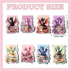 Dragon Magnetic Bookmarks: 8 PCS Floral & Cute Animals Magnet Book Markers for Reading Kids Boys Girls, Unique Dragon Book Mark Clips, Gifts for Novel Lovers Readers, School Office Supplies