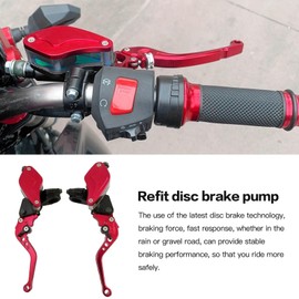 Gxcdizx 1 Pair Red CNC Aluminum 7/8" (22mm) Universal Motorcycle Dual Hydraulic Brake Clutch Master Cylinder Reservoir Lever for 50cc-300cc Sport Bike Street Bike Scooter
