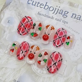 Christmas Rudolph handmade nail tips - ballerina / 크리스마스 루돌프 수제네일팁 - 발레리나