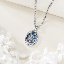 ANGSAU St Michael Necklace for Men S925 Sterling Silver Archangel Michael Pendant Necklace Saint Michael Catholic Jewelry Gifts for Men Women San Miguel Arcangel Medal