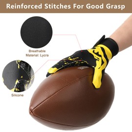 Goporoy Youth Football Gloves for Kids Excellent Grip Football Receiver Gloves, ICY Gold Youth M/L