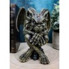 Ebros Winged Ram Horned Gargoyle Sitting On Cathedral Pedestal Statue